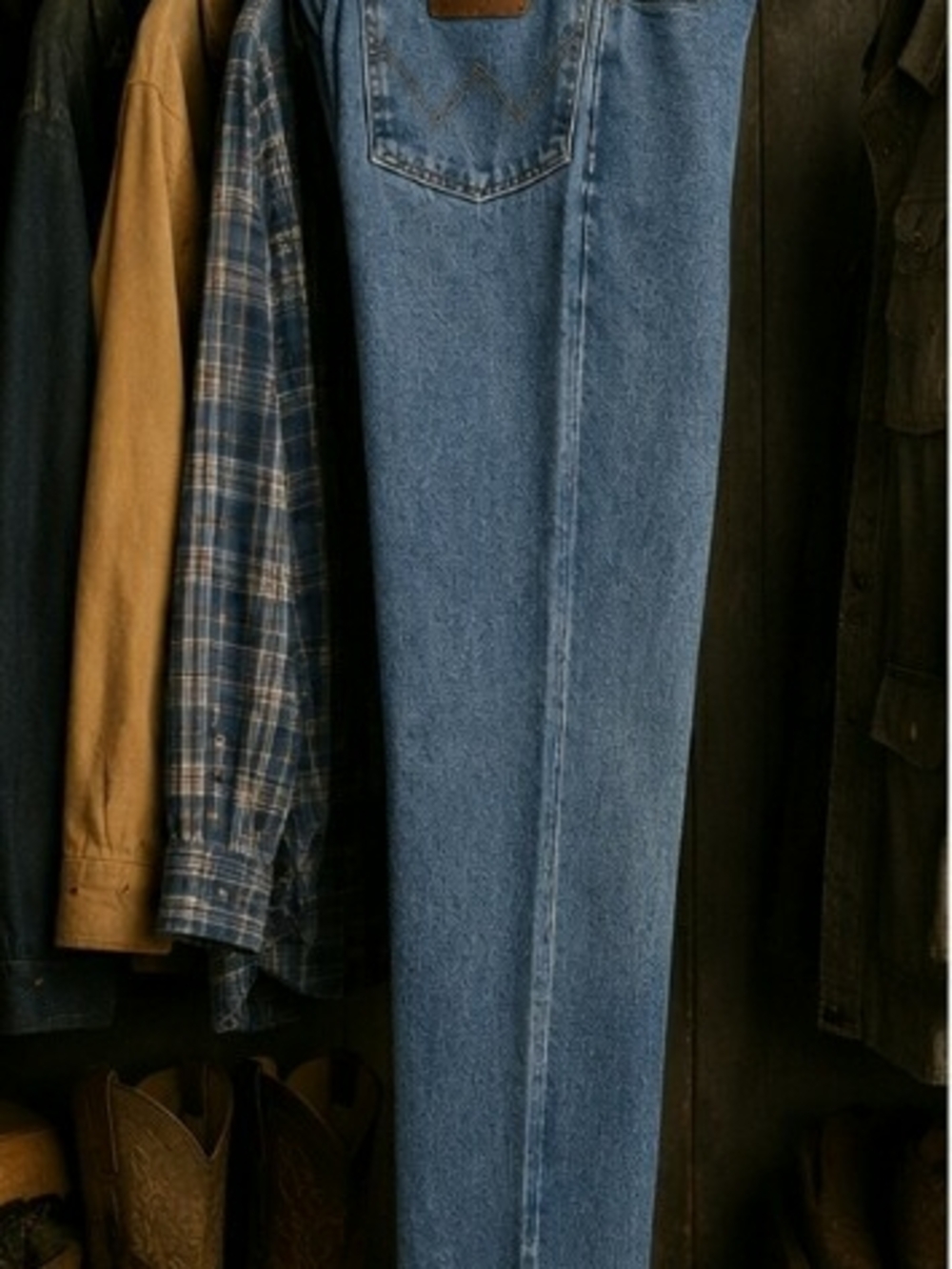 Wrangler Slim Fit Jeans Men's 36 Blue Denim Western Cowboy 100% Cotton